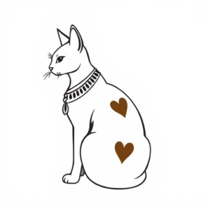 Egyptian cat, but white with brown heart on her back