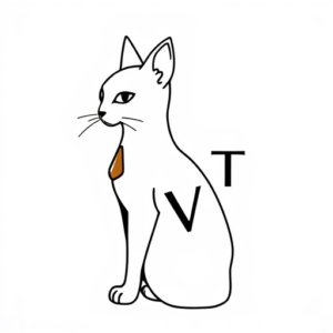Egyptian cat, but white with one big brown heart on her back and letters T and V close to the cat